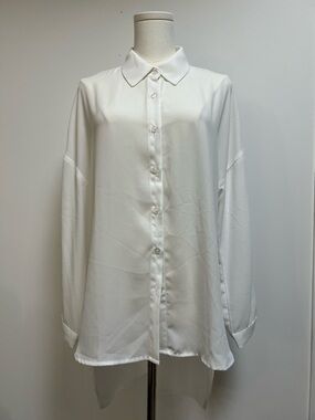 Classic White Longline Button-Up Shirt